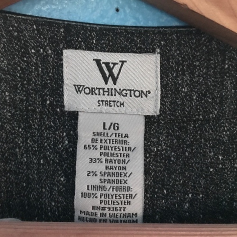 Worthington L retro grey tweed black crinkled faux black leather crop jacket - Picture 3 of 10
